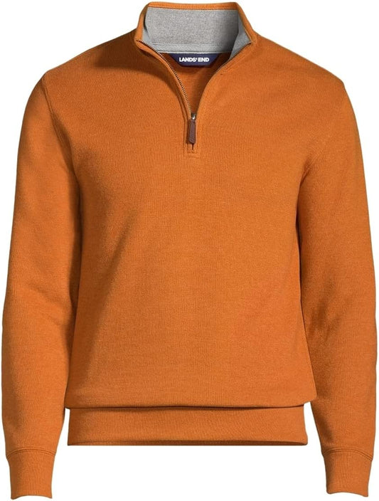Mens Bedford Rib Quarter Zip Heather Burnt Caramel Heather Regular Large