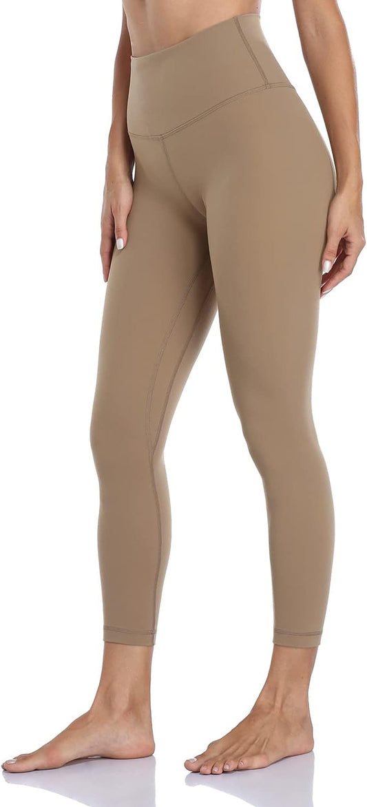 Essential/Pure&Plain 7/8 Leggings, High Waisted Compression Soft Pants Workout Athletic Yoga Pants 25"
