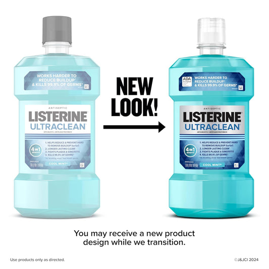 Ultraclean Oral Care Antiseptic Mouthwash, Everfresh Technology to Help Fight Bad Breath, Gingivitis, Plaque & Tartar, Ada-Accepted Tartar Control Oral Rinse, Cool Mint, 1 L