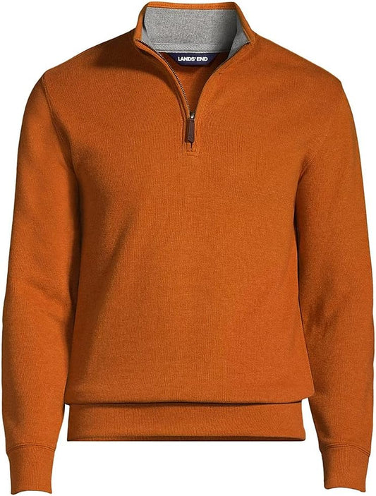 Mens Bedford Rib Quarter Zip Heather Burnt Caramel Heather Regular Large