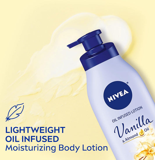 Oil Infused Body Lotion, Vanilla and Almond Oil, Body Lotion for Dry Skin, 16.9 Fl Oz Pump Bottle